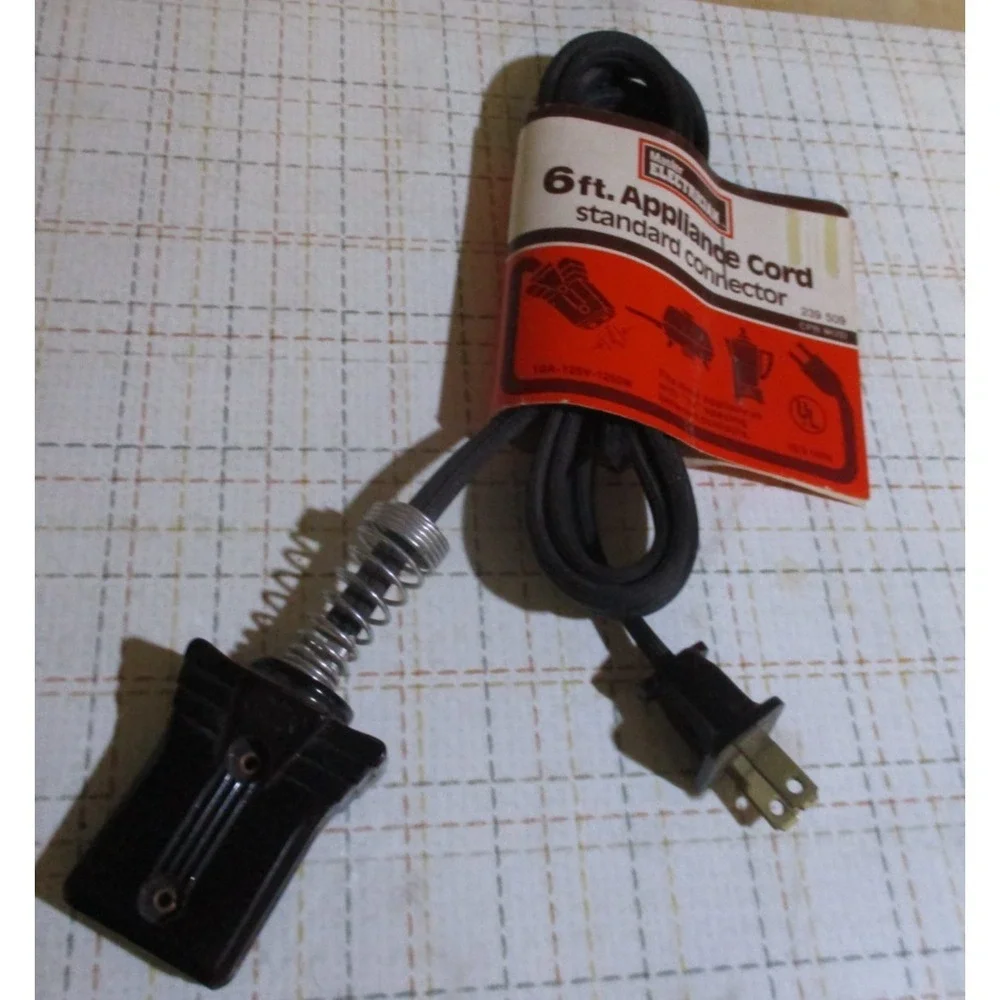 Vintage Peer 6ft Small Appliance Power Cord 10A 125V / 5A 250V
